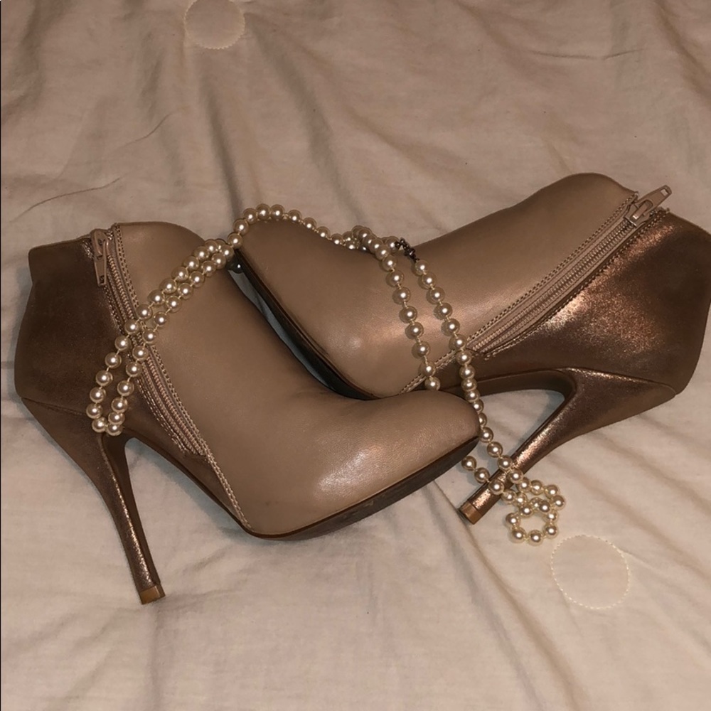 Maurice’s Nude & Gold booties